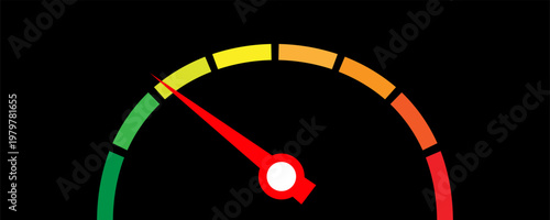 Speed metering icon isolated on white background. vector illustration modern flat design. Minimum and maximum measuring dial. Colorful infographic gauge sign. car performance measurement symbol.