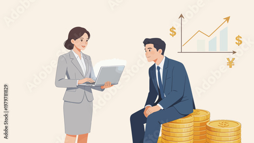 Business meeting with financial growth chart