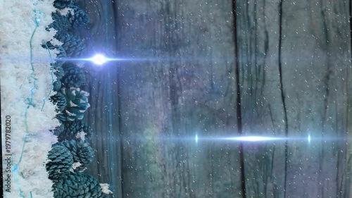 Animation of light moving over pine cones on wooden surface