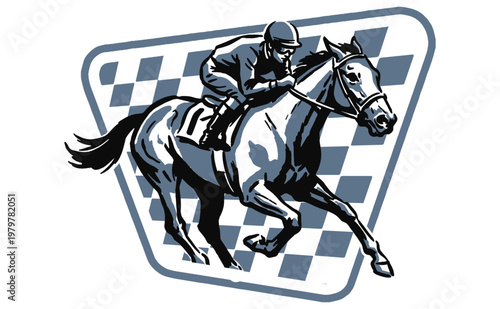Champion Horse Race. Equestrian sport graphic print. Winning speed artwork for t-shirt, poster, decal, sticker, banner and other creative uses.
