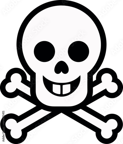 Cartoon skull and crossbones toxic danger icon vector
