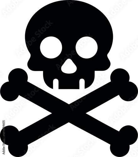 Skull and crossbones toxic danger icon vector
