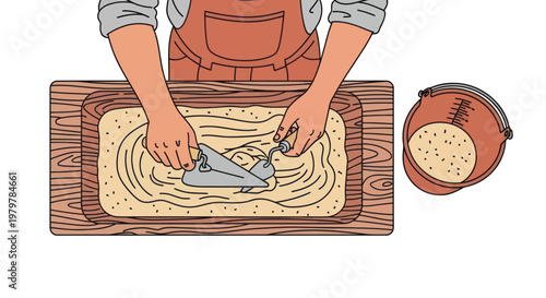 Baking, pastry, kitchen, illustration, vector, cutting dough, baker, cooking