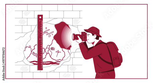 Graffiti artist, street art, urban illustration, red color scheme, stencil art