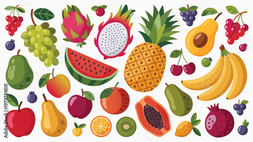 seamless pattern with fruits and vegetables