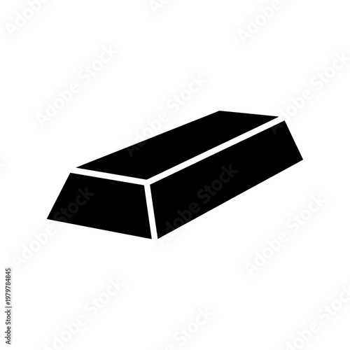 Gold Bullion Bar Solid Black Silhouette Icon, Flat Vector Design for Wealth Investment