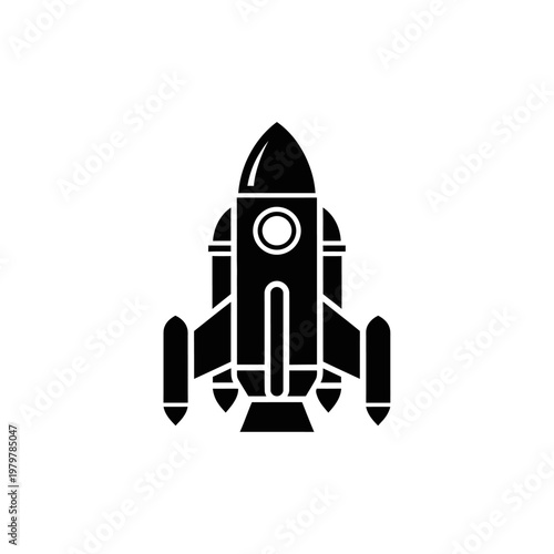 Flying Jetpack Solid Black Silhouette Icon, Flat Vector Design for Future Technology