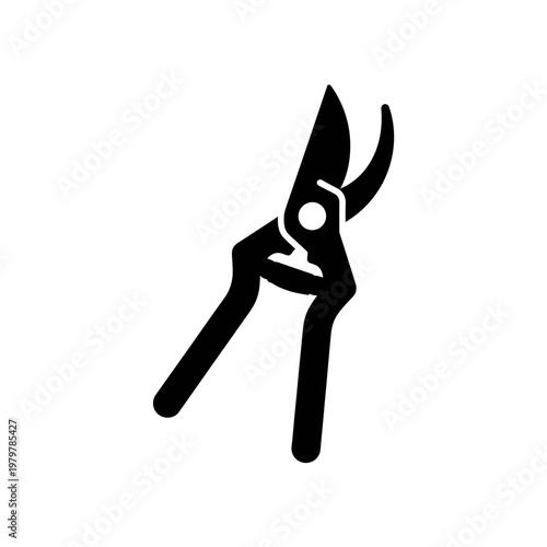 Pruning Shears Silhouette Icon, Flat Vector Graphic for Garden Maintenance and Horticulture