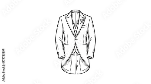 Elegant Black And White Tuxedo Jacket Outline