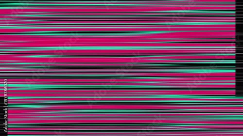 Vibrant pink and magenta cyberpunk glitch interference displaying rapid horizontal tracking distortions for an electronic broadcast error background 4K UHD