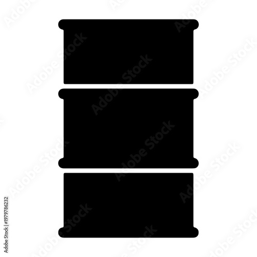 Industrial oil barrel icon, black metal drum vector, petroleum energy storage symbol