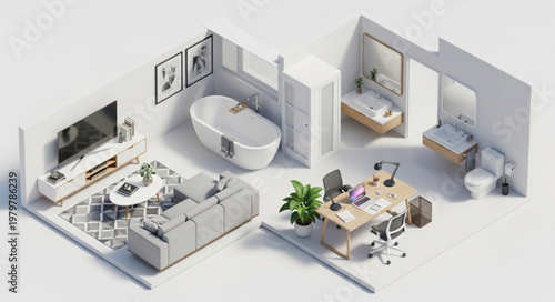 Modern apartment interior design.