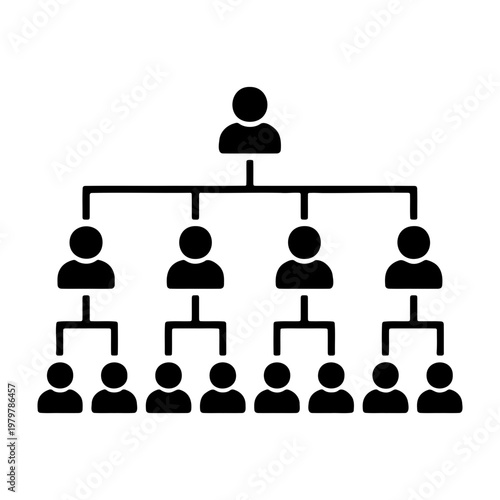 Organizational chart icon, corporate hierarchy structure, business management vector