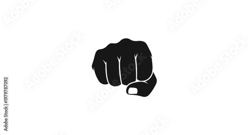Billede på lærred Black fist icon on white background, symbol of power, protest, strength, solidar