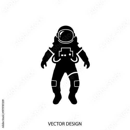 Astronaut Floating Zero Gravity Black Silhouette Icon, Orbit Spacewalk Flat Vector, Space Exploration Concept