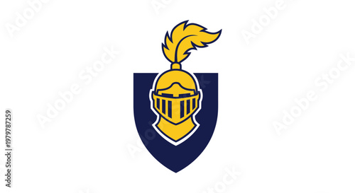 Knight Helmet Shield Emblem Logo, Medieval Warrior Armor Symbol