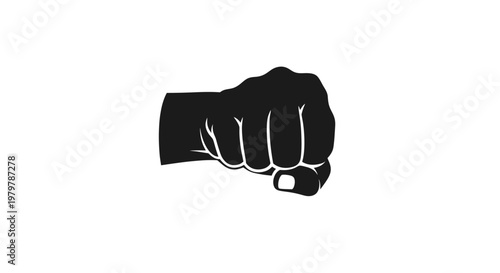 Fist Punch Icon, Strong Hand Gesture, Power Symbol, Vector Illustration
