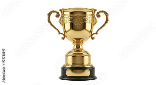 Cuadro en lienzo Golden trophy cup with ornate handles on base