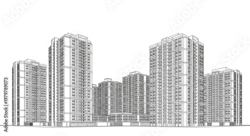 Modern City Skyscraper Buildings.