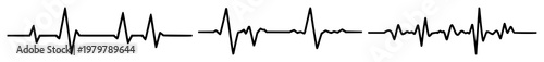 Electrocardiogram line set with solid black icon on white background featuring heart rate, medical, health with minimal line art and icons