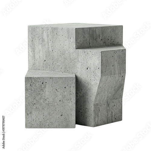 Quadro su tela Abstract brutalist concrete geometric block sculpture