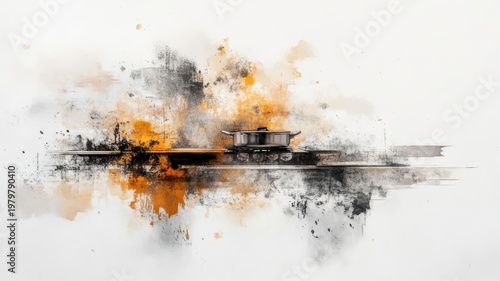 Boat on water painting artwork depicting a vessel sailing on a serene expanse of water