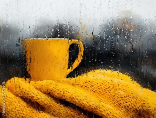 Yellow cup on yellow blanket a bright yellow cup rests on a soft yellow blanket creating a vibrant and warm visual