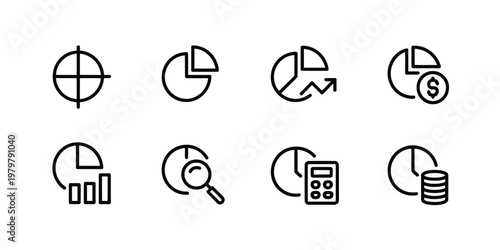 hand drawn pie chart icons collection representing data analysis finance statistics business reporting and infographic visualization design elements