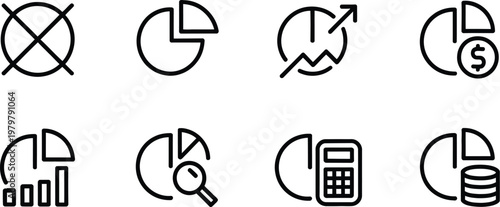 hand drawn pie chart icons set illustrating financial growth data tracking budgeting analytics reporting and corporate information visualization concepts