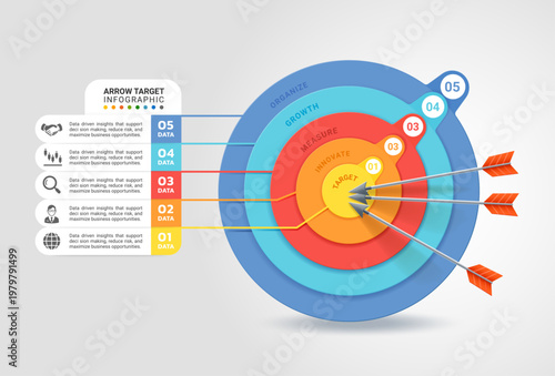 infographic, diagram, target, arrow, graphic, business, design, vector, chart, presentation, step, element, layout, concept, template, graph, information, option, success, timeline, process, datum, sy