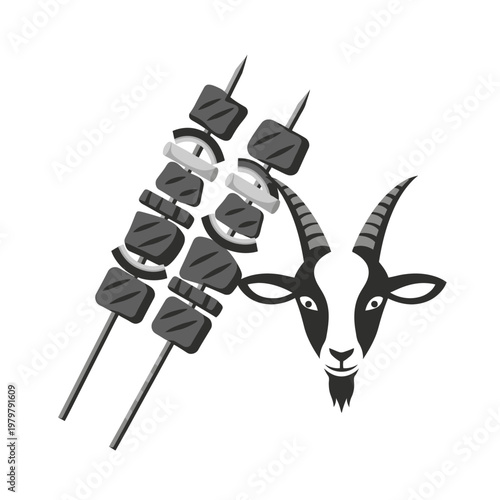 Goat Meat Kebab on Skewer Stick 1.