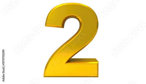 A 3D rendered, golden numeral 