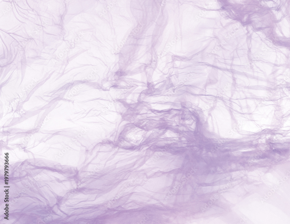 Fototapeta premium Soft lavender color atmospheric gradient on white background. Abstract light violet tulle in motion overlay.