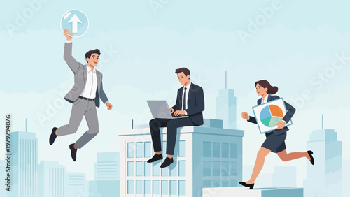 Business professionals in urban setting