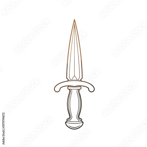 Dagger with ornate handle and blade.
