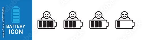 Modern battery energy icons collection. Battery vector illustration