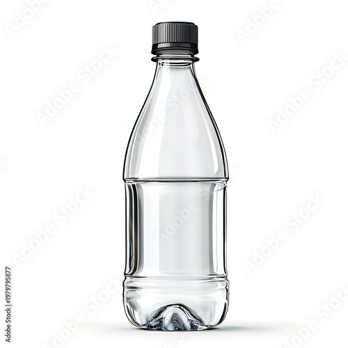 Pure Refreshment: A sleek, transparent bottle, filled with crystal-clear water, stands alone, its simple design capturing the essence of pure refreshment. 