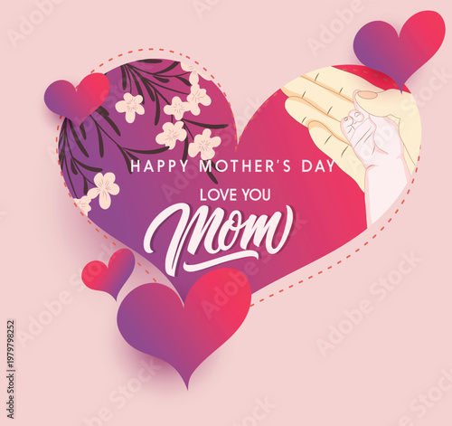 A loving mother s day illustration with hands holding a baby s foot