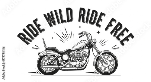 Motorcycle Ride Wild Free Illustration.