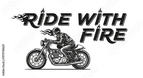 Motorcycle Ride With Fire Logo.