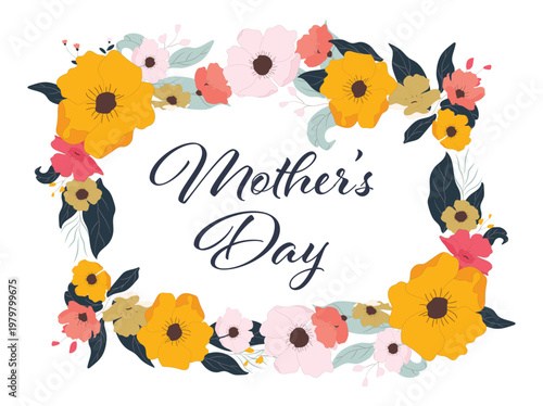 Floral arrangement spelling out mother s day in elegant calligraphy