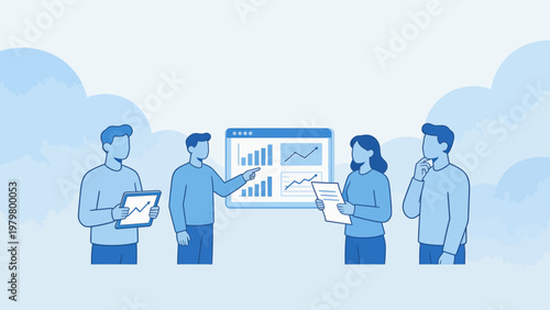 Business team analyzing data charts