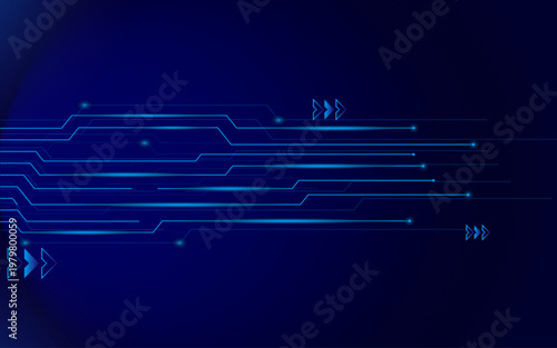 Blue Abstract technology tech background with blue lines dots and arrow background digital circuit board pattern concept