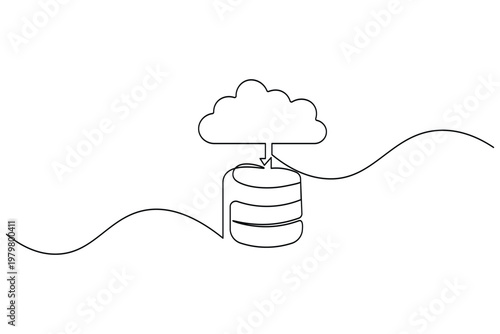Cloud computing icon continuous one line drawing style for modern technology branding

