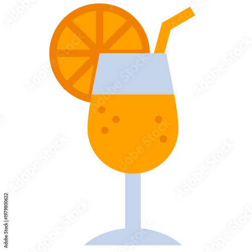 Tropical Cocktail icon, Flat design style vector illustration