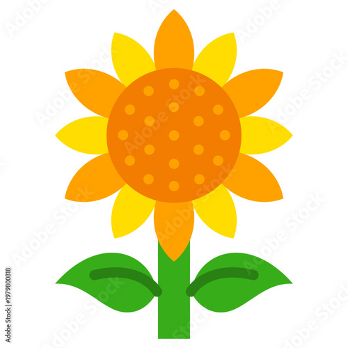 Sunflower icon, Flat design style vector illustration