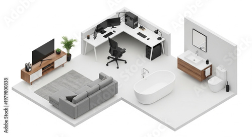 Modern office interior design layout.