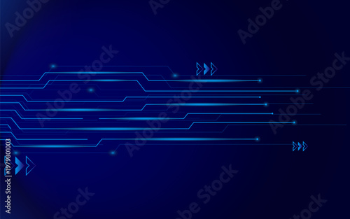 New Blue Abstract technology tech background with blue lines dots and arrow background digital