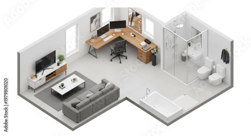 Modern office interior design layout.