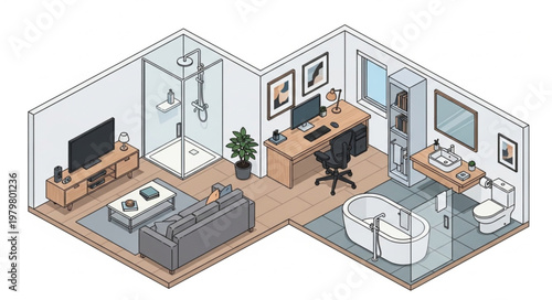 Modern office interior design layout.